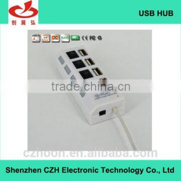 Wholesale portable ubs hub, 480MBPS 4 port usb 2.0 hub with Individual Power on/off Switches and LEDs indicator lights