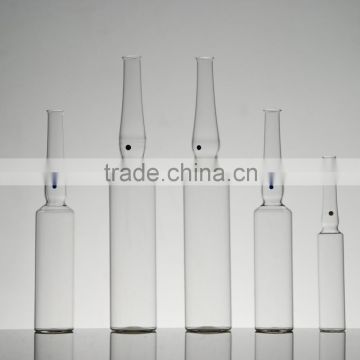 Indian standard, YBB and GMP and ISO standard USP type1 OPC with blue point type B 10ml clear glass ampoule