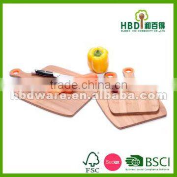 Bamboo wood cutting board set with silicone loop