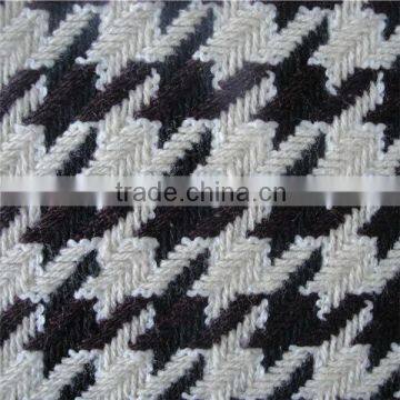 Classical Black and White Houndstooth Lady Coat Wool Fabric photo-2