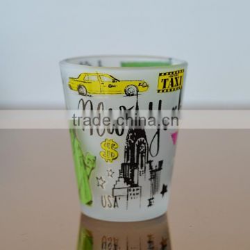 Small drinking glass cup with frosting