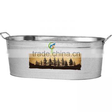 Metal Galvanized Personalized Tall Pine Decor Party Tub