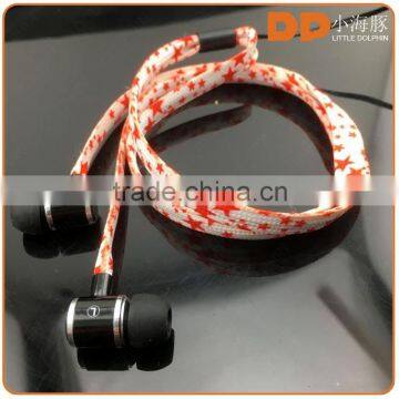 2016 trending products free sample earbuds metal shoelace earphone for hindi mp3 music song