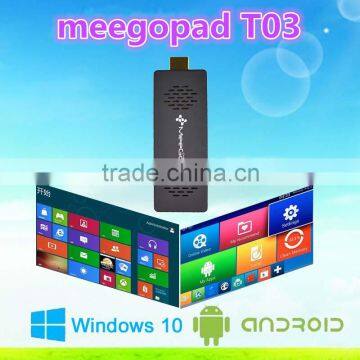 Latest meegopad T03 Wins10 +Android 4.4 Dual Boot tv box mini pc 2g +32g Meegopad T02 Windows10