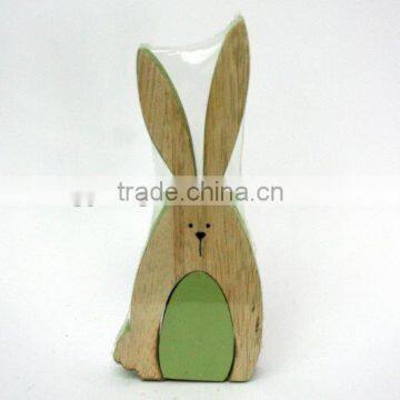 Wooden rabbit with egg as promotion gifts for kids on table wooden rabbit decoration