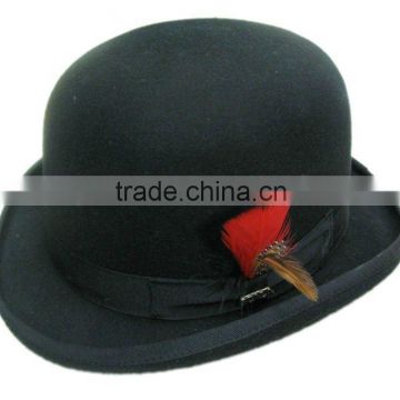 Wool Felt BLACK TALL DERBY Hat Western Bowler NEW