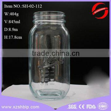 light blue glass mason jar for food