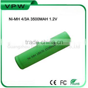 4/3A Ni-MH Recharable Battery 1.2v 3500mah Ni-MH Battery cell 18670