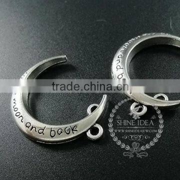 30mm Vintage Antique Silver Metal Carve Words Love You to the Moon and Back DIY Pendant Charm 1830067 photo-2