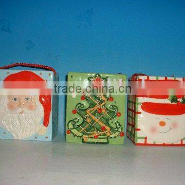 Hand-painted design ceramic christmas decorative candy bag