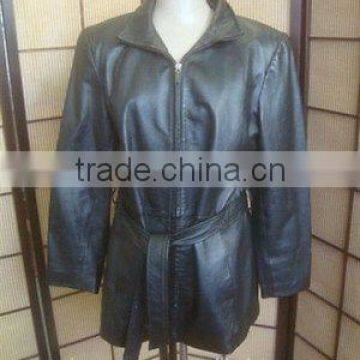 Terrific Black Woman's Leather Coat Jacket