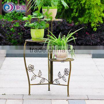 XY1316 Shabby chic garden decor Antique bronze Vintage metal tiered flower stand