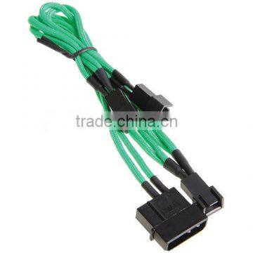 Y-cable 4-Pin Molex to 3 x Fan Adapter Cable Green