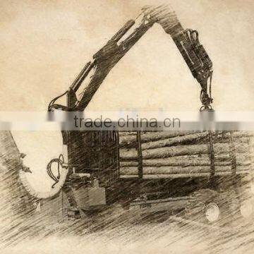 Forest Equipment Tractor Use Hydraulic Log Trailer Wood Trailer Timber Loading Trailer Log Wagon With Crane Grapple photo-3