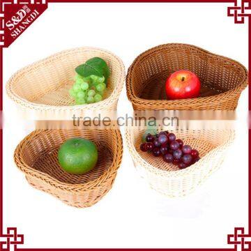 S&D Handmade Poly Rattan Washable Wicker Durable Heart Shape Empty Storage Basket for Fruit Vegetables Gift and Flower photo-2