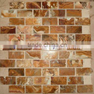 Free Sample for Most Popular BROWN GOLDEN ONYX MOSAIC TILES COLLECTIONS photo-5