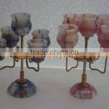 Hot Sale Popular ONYX CANDLE HOLDERS STANDS BRASS WORK photo-3