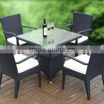 Outdoor Leisure Rattan Table Set, Glass Top Outdoor Table Furniture