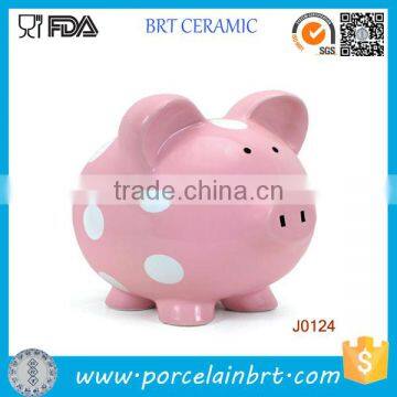 Pink Color Ceramic Piggy Coin Bank