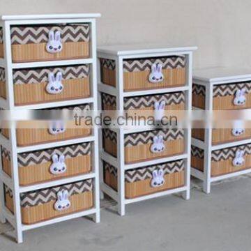 Wooden Cabinet With Fabric Drawer /Living Room Chest photo-3