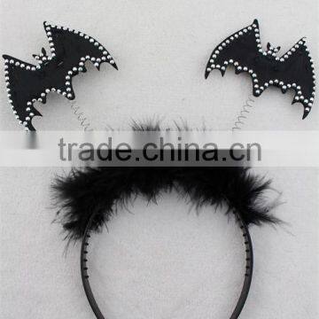 Fashion halloween party bat hairband bat headband with feather