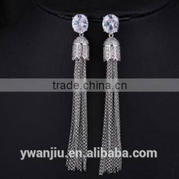 Wholesale Stock Small Order Fashion Women Long Tassels Zircon Earrings photo-2