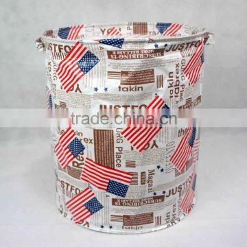 Round style laundry hamper with closing and rope handle, non-woven fabric laundry basket