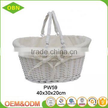 Wholesale price white baby hanging wicker basket for gift