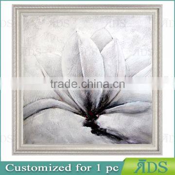 Home Decor Handmade Art Modern Canvas White Flower Oil Painting photo-3