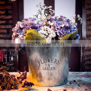 Set of 3 Indoor or Outdoor Decorative Colorful Antique Galvanized Metal Flower Pot photo-4