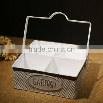 New Design Antique Metal Planter for 2016 Rusty Garden Decoration Square Metal Flower Planter With Metal Handle & Flower Pots photo-4