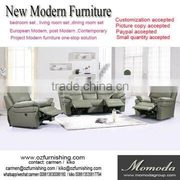 JR8055 modern Luxury Italian full thick soft cow leather living room cheap recliner sofa set