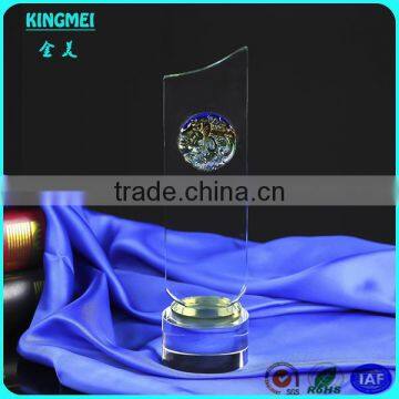 KM-ZP74 Hot! Personalization K9 Crystal Optical Glass With Coloured Glaze Engraving Glass Trophy photo-2