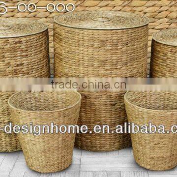 S/5 ROUND WATER HYACINTH HAMPER & WASTE BIN
