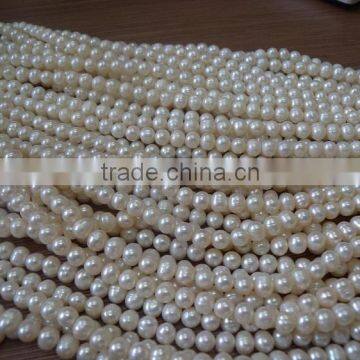 Wholesale 9-10mm White Potato Shape Freshwater Pearl Strand