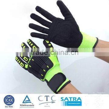 NMSAFETY hi-viz nylon HPPE tpr cut resistant protection mechanic nitrile safety gloves