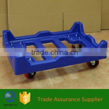 Plastic tote dolly for moving crate