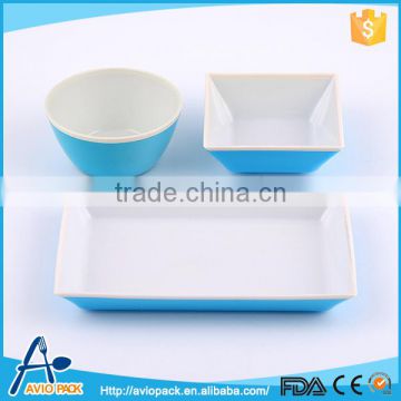 China supplier blue anti broken 3pcs ABS plastic tableware for inflight