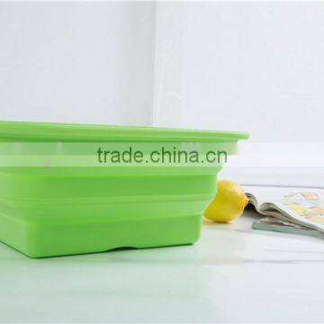 Silicone Large Vegetable Foldable Bowl,green Yellow Fruit Bowl photo-4