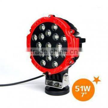 4x4/4wd/offroad 7" 51watt flood/spot beam led work light/led worklight/led light lamp