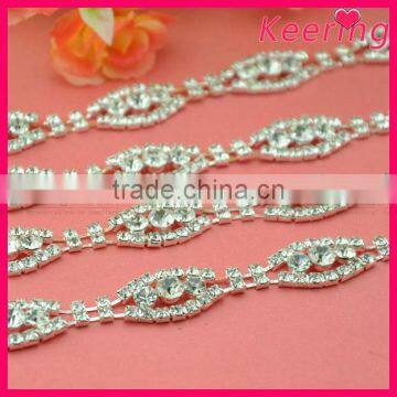 oval silver wholesale rhinestone chain trim WRC-317