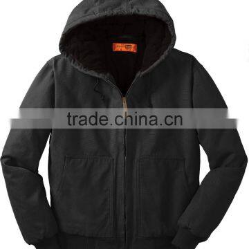 Mens Washed Duck Cloth Insulated Hooded Work Jacket