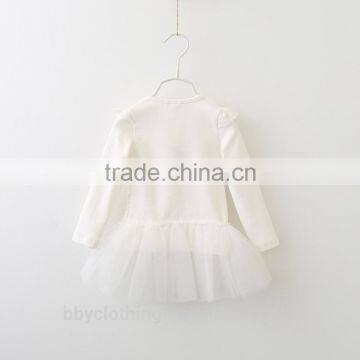 Girls Dresses 2017 New Lovely Girls T Shirt and White Lace Dress With Beads Clothes Set Kids Autumn Children Clothing Set photo-6