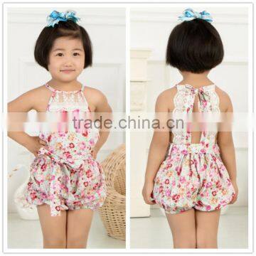 High quality organic cotton floral print baby girl rompers baby jumpsuit