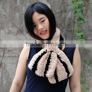 CX-S-27A Fashion 2017 Genuine Rabbit Fur Knitted Women Scarf