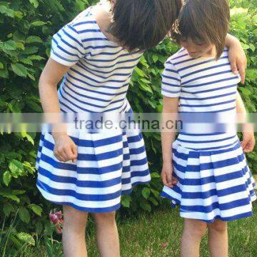 2017 New Style Baby Clothes Cheap Wholesale Children's Boutique Short Sleeve Blue Summer Children's Stripe Dress photo-3