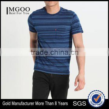 MGOO Slim Fit Horizontal Stripe T-shirts For Men Custom Short Sleeve T Shirt With Pocket