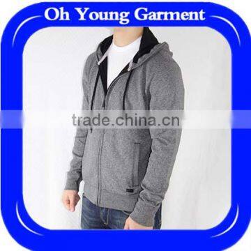 Men's classic gray fleece blank custom hoodie sportwear casual bomber winter jacket streetwear hip hop zipper sweatshirt hoodies