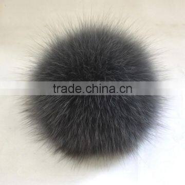 Myfur Customized Dark Grey Real Fox Fur Bobble Attached Hat or Bag Charm Keychain photo-2