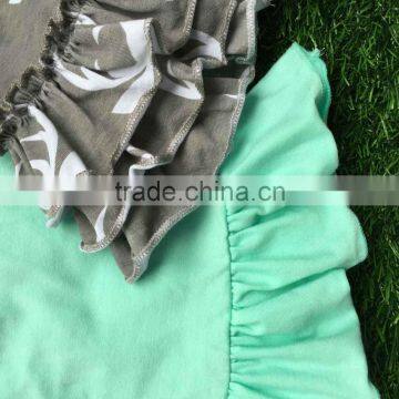 Girls Summer Outfits Baby Girls Boutique Clothing Girls Reindeer Outfits Bib Top Grey Ruffle Shorts With Matching Headband photo-4